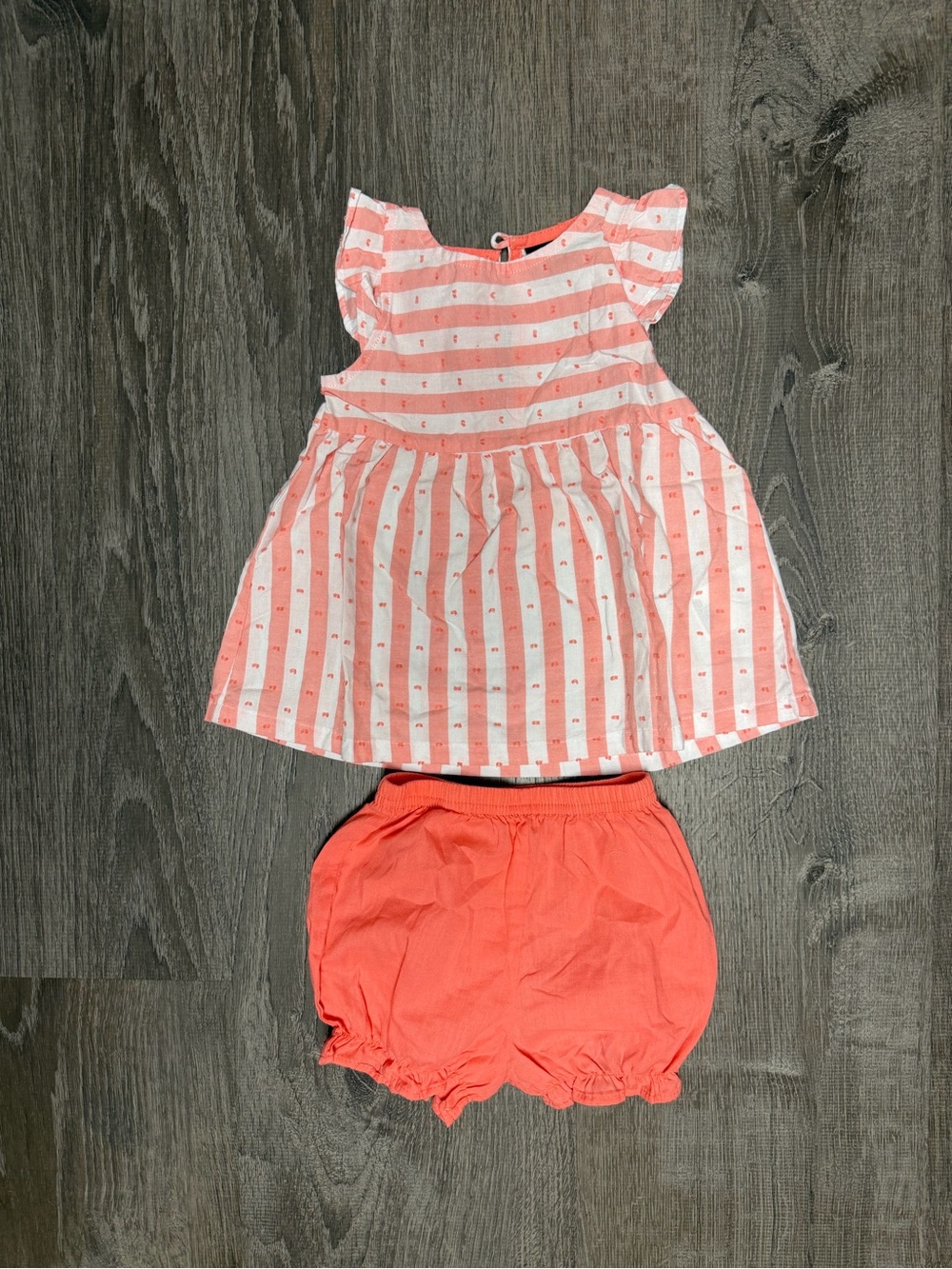 Toddler Coral Stripe Dress Top with Matching Bloomers